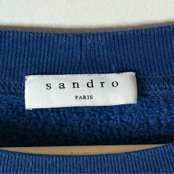 Sandro Classic Embroidered Crewneck Sweatshirt Women’s Size 1 (Small) in Blue - Picture 5 of 10